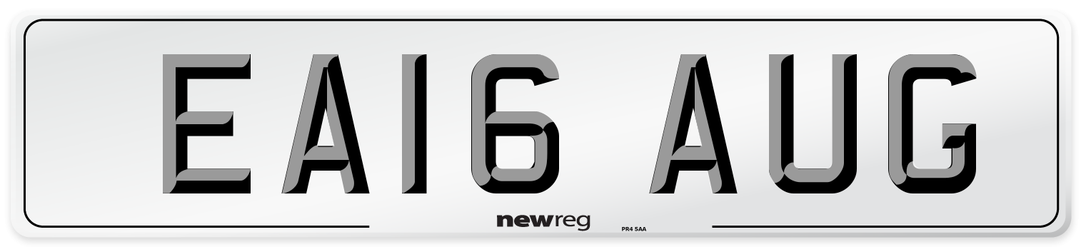 EA16 AUG Number Plate from New Reg